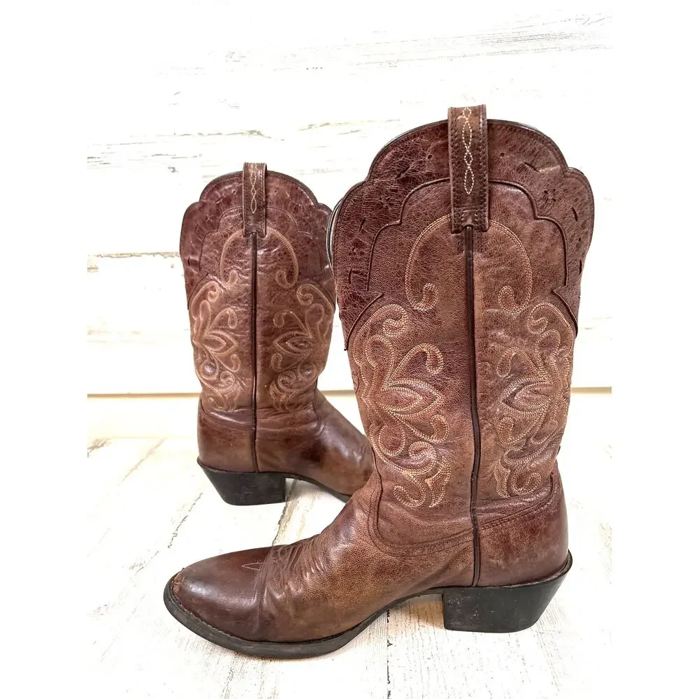 Ariat Womens 10 Brown Heritage R Toe Leather Western Cowgirl Boots